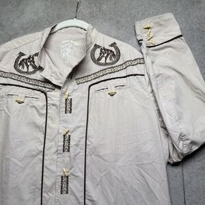Western Embroidered Button Up Shirt Cowboy Ranch Vaquero Mens XL Long Sleeve